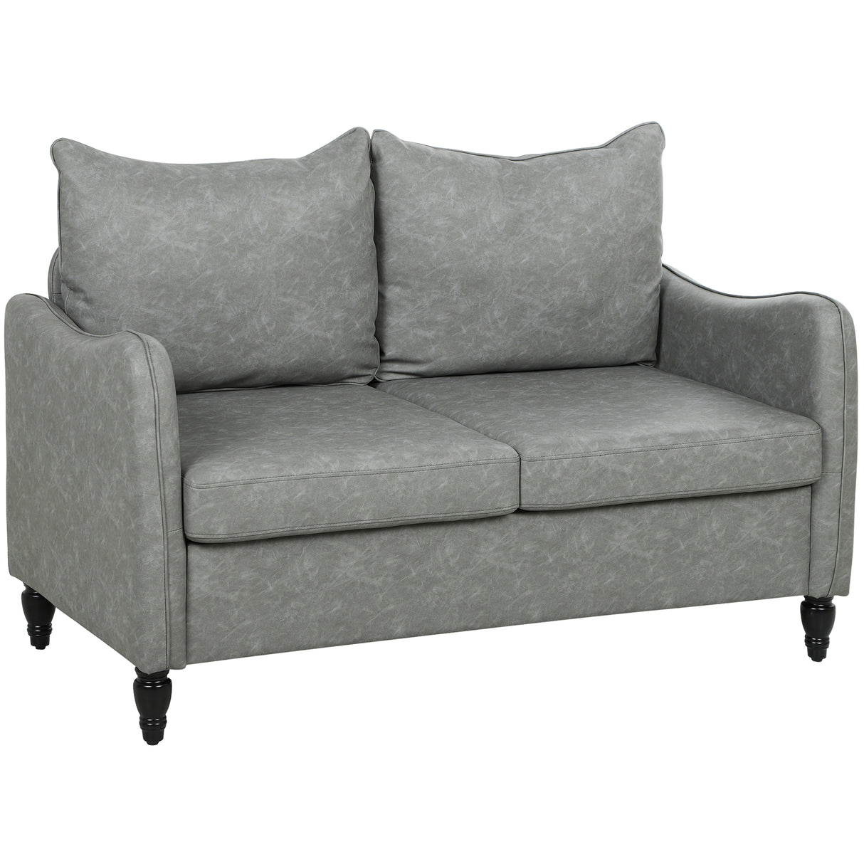 Faux Leather 2 Seater Sofa 135cm Wide With Rubberwood Legs - Velmora