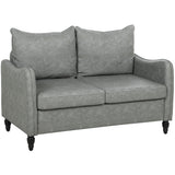 Faux Leather 2 Seater Sofa 135cm Wide With Rubberwood Legs - Velmora