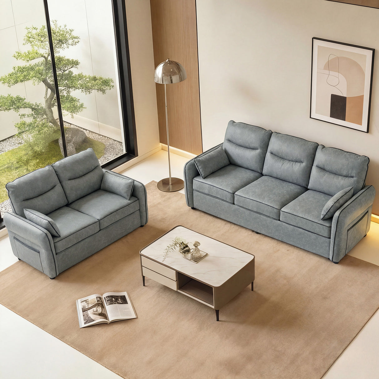Faux Leather 2 Seater Sofa 136cm Wide - Velmora