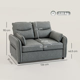 Faux Leather 2 Seater Sofa 136cm Wide - Velmora