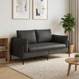 Faux Leather 2 Seater Sofa 188cm Wide With Metal Legs - Vantage Home