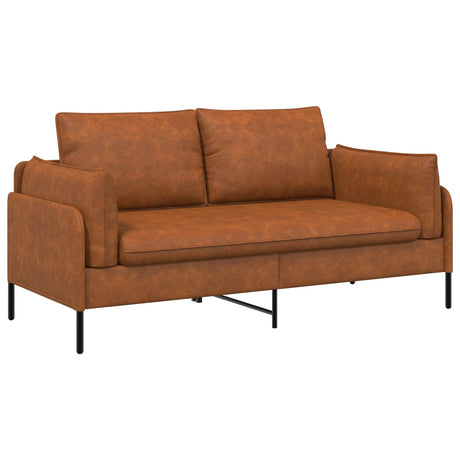 Faux Leather 2 Seater Sofa 188cm Wide With Metal Legs - Vantage Home