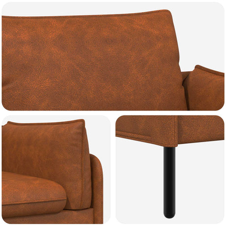 Faux Leather 2 Seater Sofa 188cm Wide With Metal Legs - Vantage Home