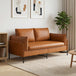 Faux Leather 2 Seater Sofa 188cm Wide With Metal Legs - Vantage Home