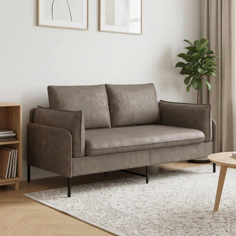 Faux Leather 2 Seater Sofa 188cm Wide With Metal Legs - Vantage Home