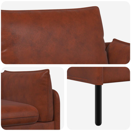 Faux Leather 2 Seater Sofa 188cm Wide With Metal Legs - Vantage Home
