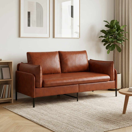 Faux Leather 2 Seater Sofa 188cm Wide With Metal Legs - Vantage Home