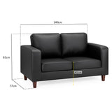 Faux Leather 2 Seater Sofa - Box