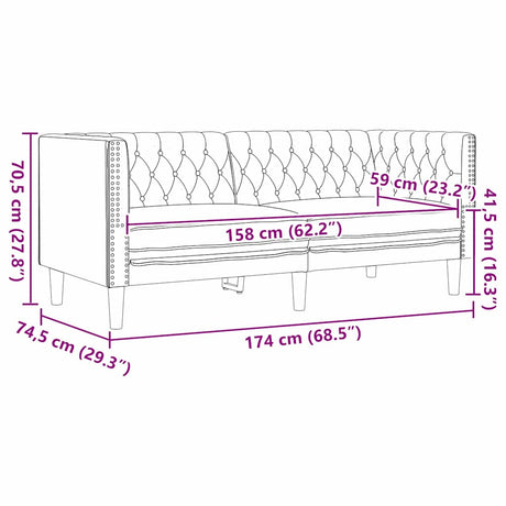 Faux Leather 2 Seater Sofa Chesterfield 174cm Wide - Vantage Home