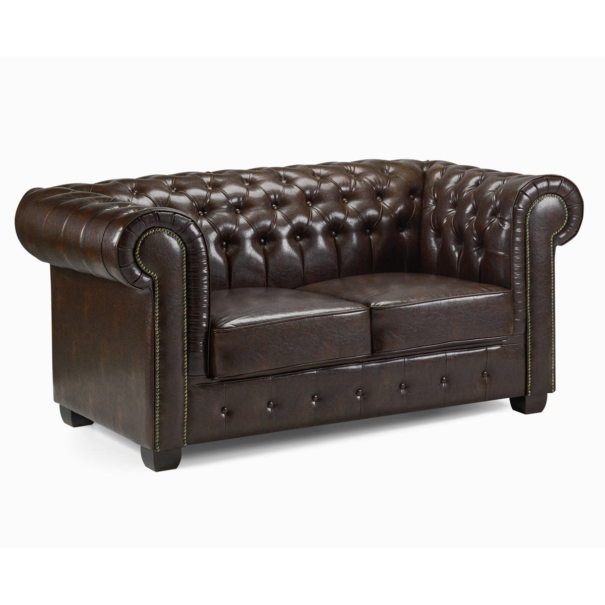 Faux Leather 2 Seater Sofa - Chesterfield