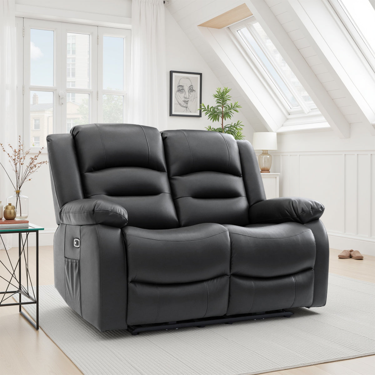 Faux Leather 2 Seater Sofa Electric Recliner - Alva