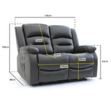 Faux Leather 2 Seater Sofa Electric Recliner - Alva