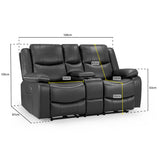 Faux Leather 2 Seater Sofa Electric Recliner - Harald