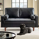 Faux Leather 2 Seater Sofa With Bolster Cushions - Henley