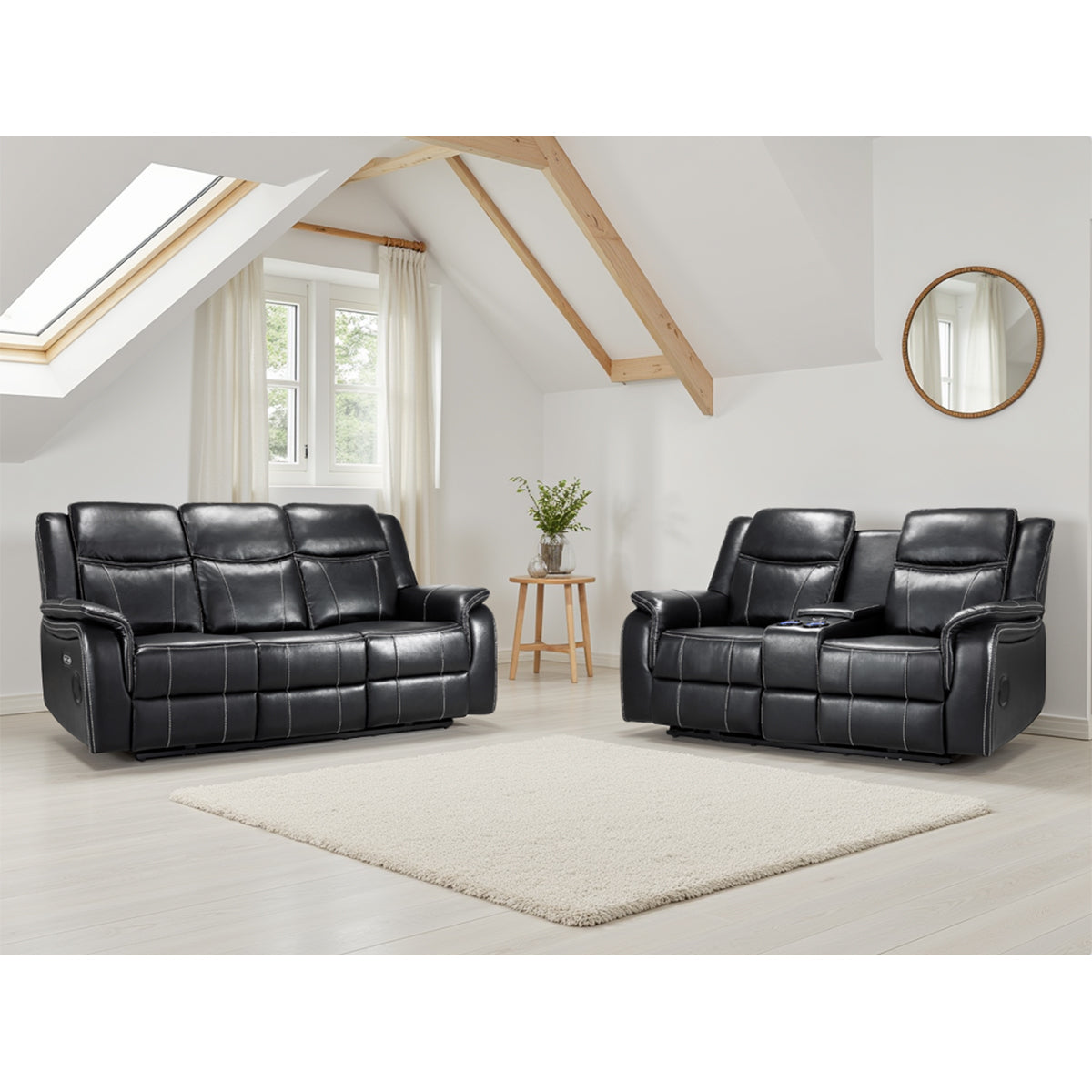 Faux Leather 3 + 2 Seater Sofa Set Electric Recliner - Galaxy Tech