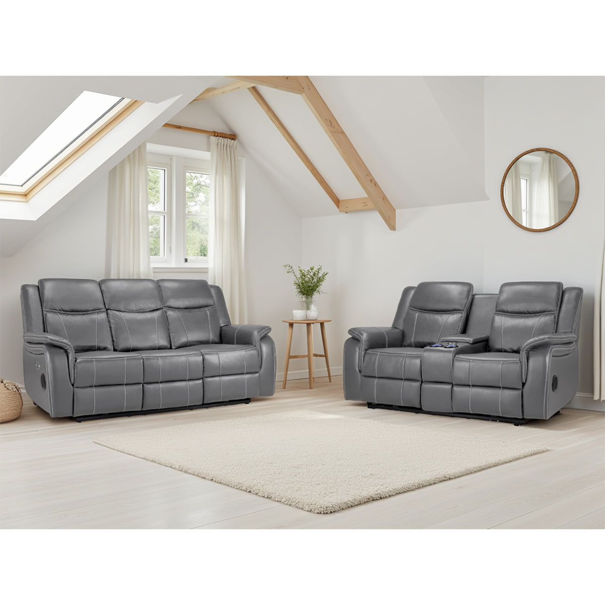 Faux Leather 3 + 2 Seater Sofa Set Electric Recliner - Galaxy Tech