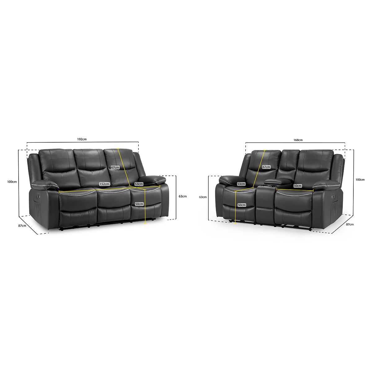 Faux Leather 3 + 2 Seater Sofa Set Electric Recliner - Harald