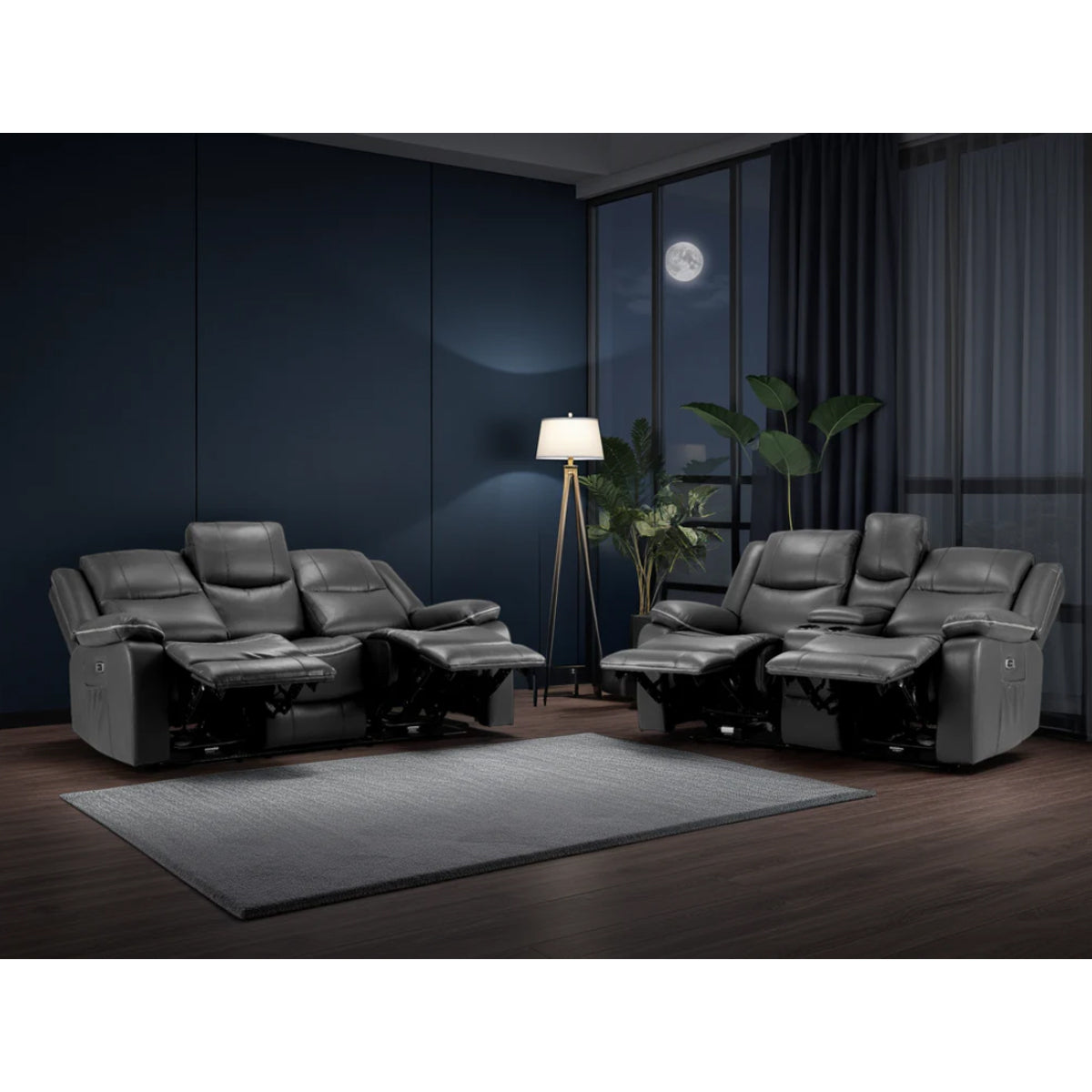 Faux Leather 3 + 2 Seater Sofa Set Electric Recliner - Harald
