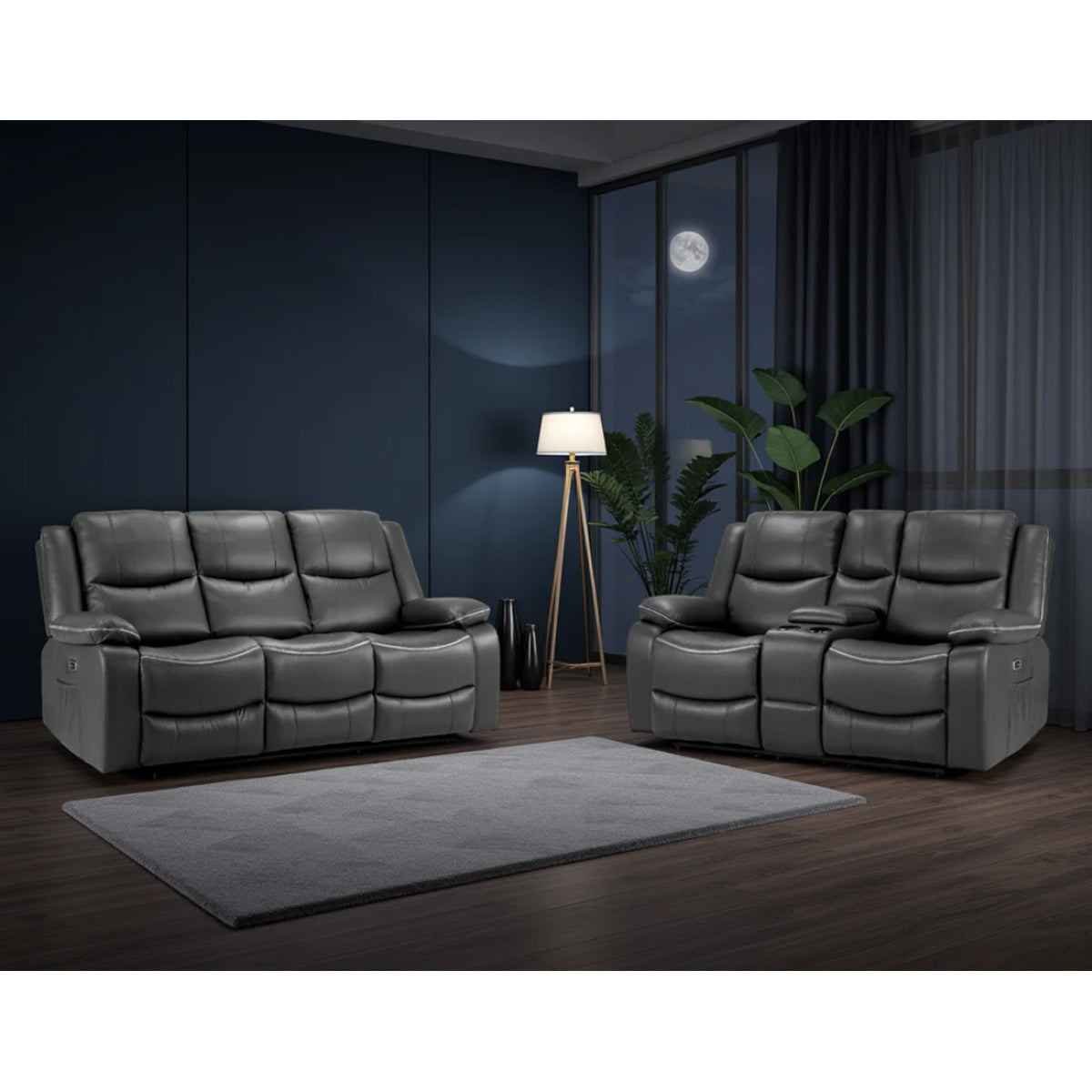 Faux Leather 3 + 2 Seater Sofa Set Electric Recliner - Harald