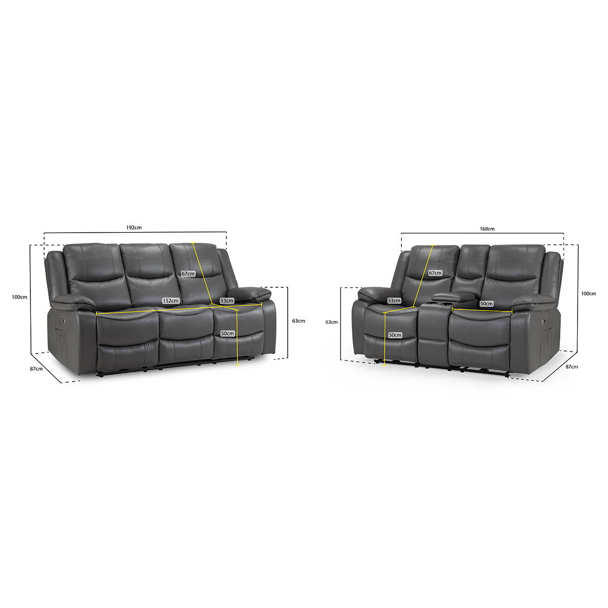 Faux Leather 3 + 2 Seater Sofa Set Electric Recliner - Harald