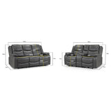 Faux Leather 3 + 2 Seater Sofa Set Electric Recliner - Harald