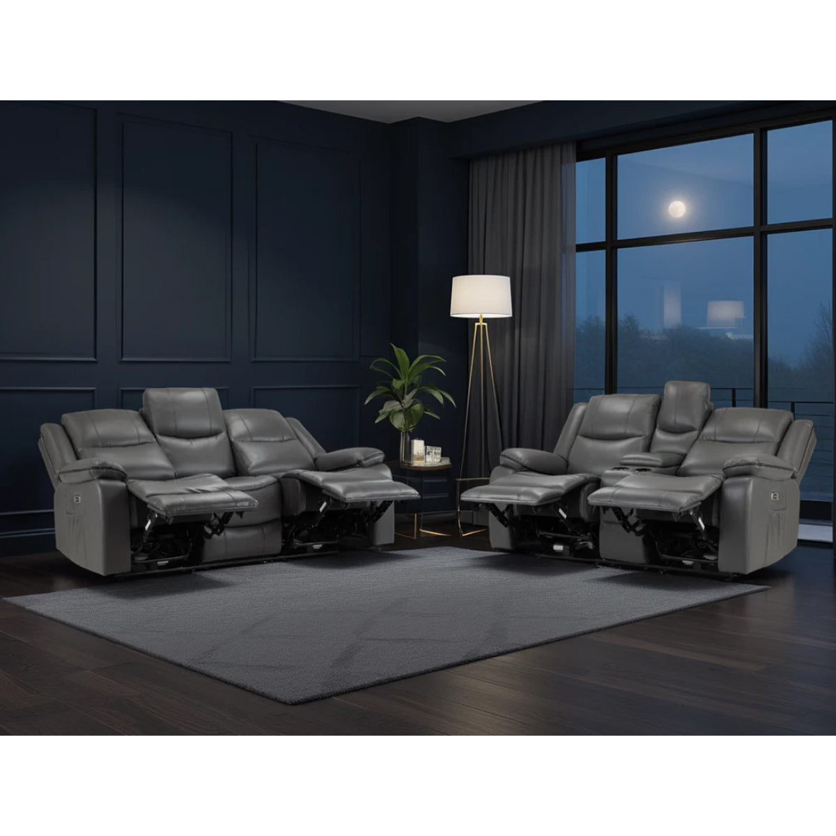 Faux Leather 3 + 2 Seater Sofa Set Electric Recliner - Harald