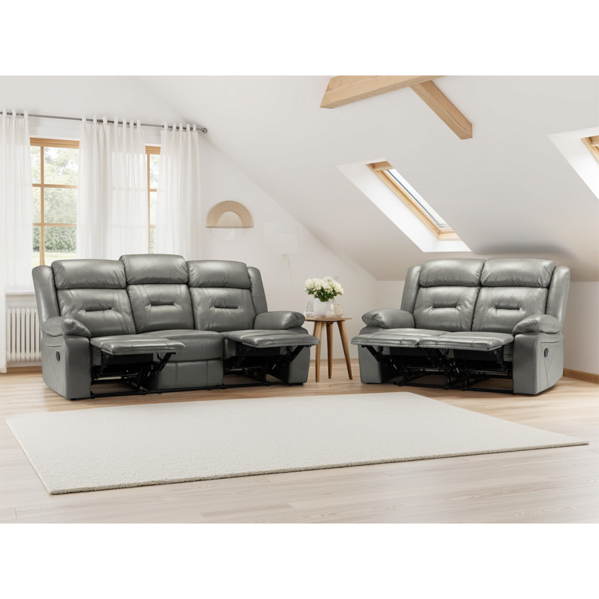 Faux Leather 3 + 2 Seater Sofa Set Recliner - Novie
