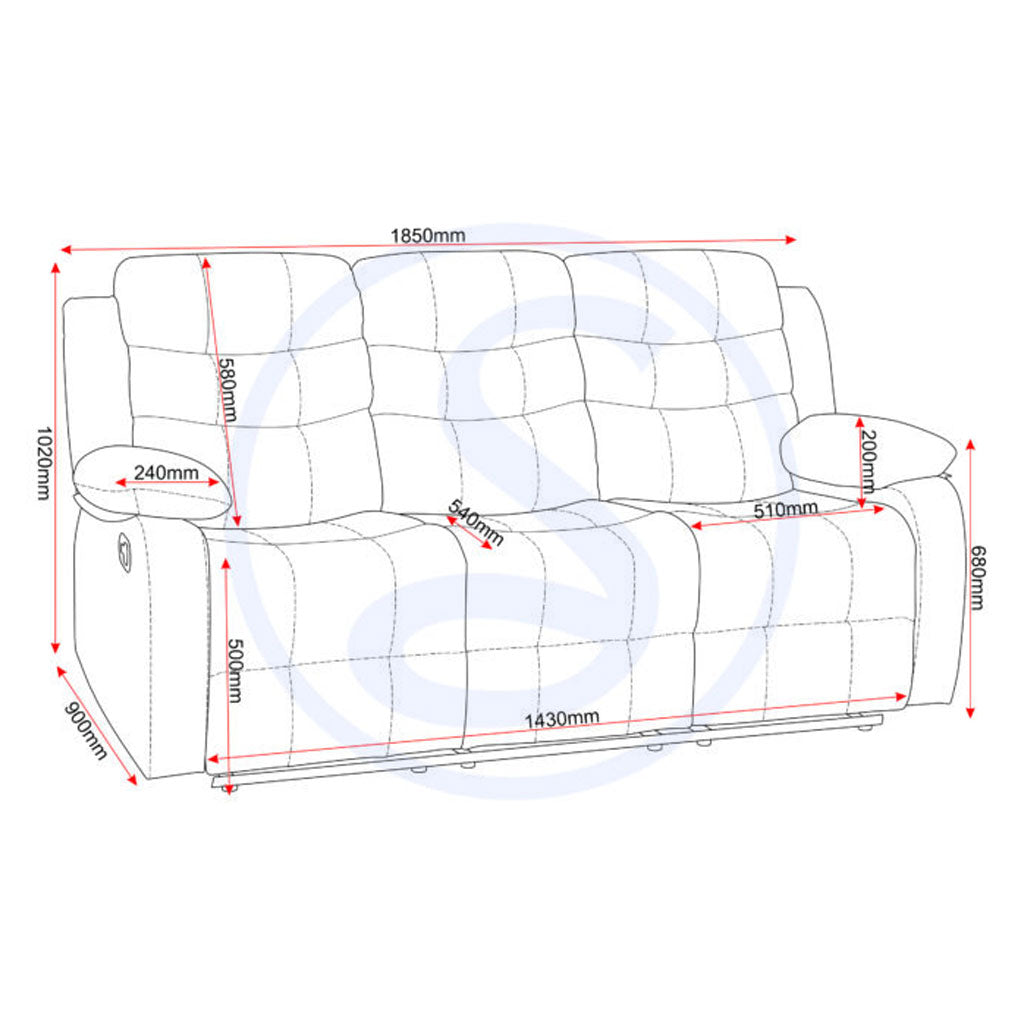 Faux Leather 3 + 2 Seater Sofa Set Electric Recliner - Roma