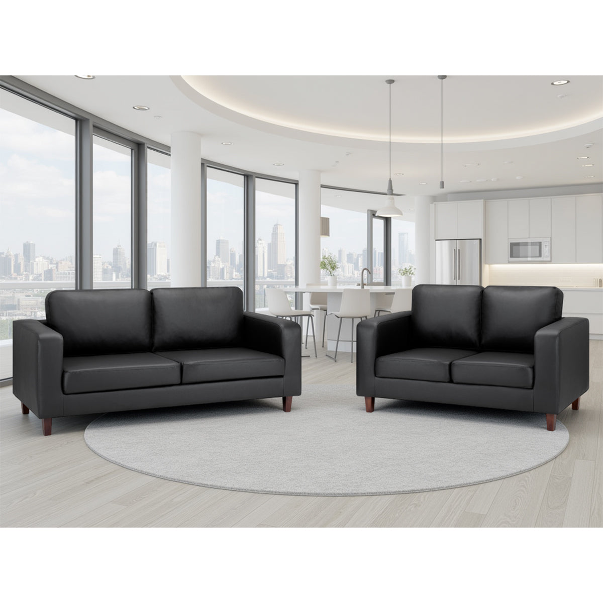 Faux Leather 3 + 2 Seater Sofa Set - Box