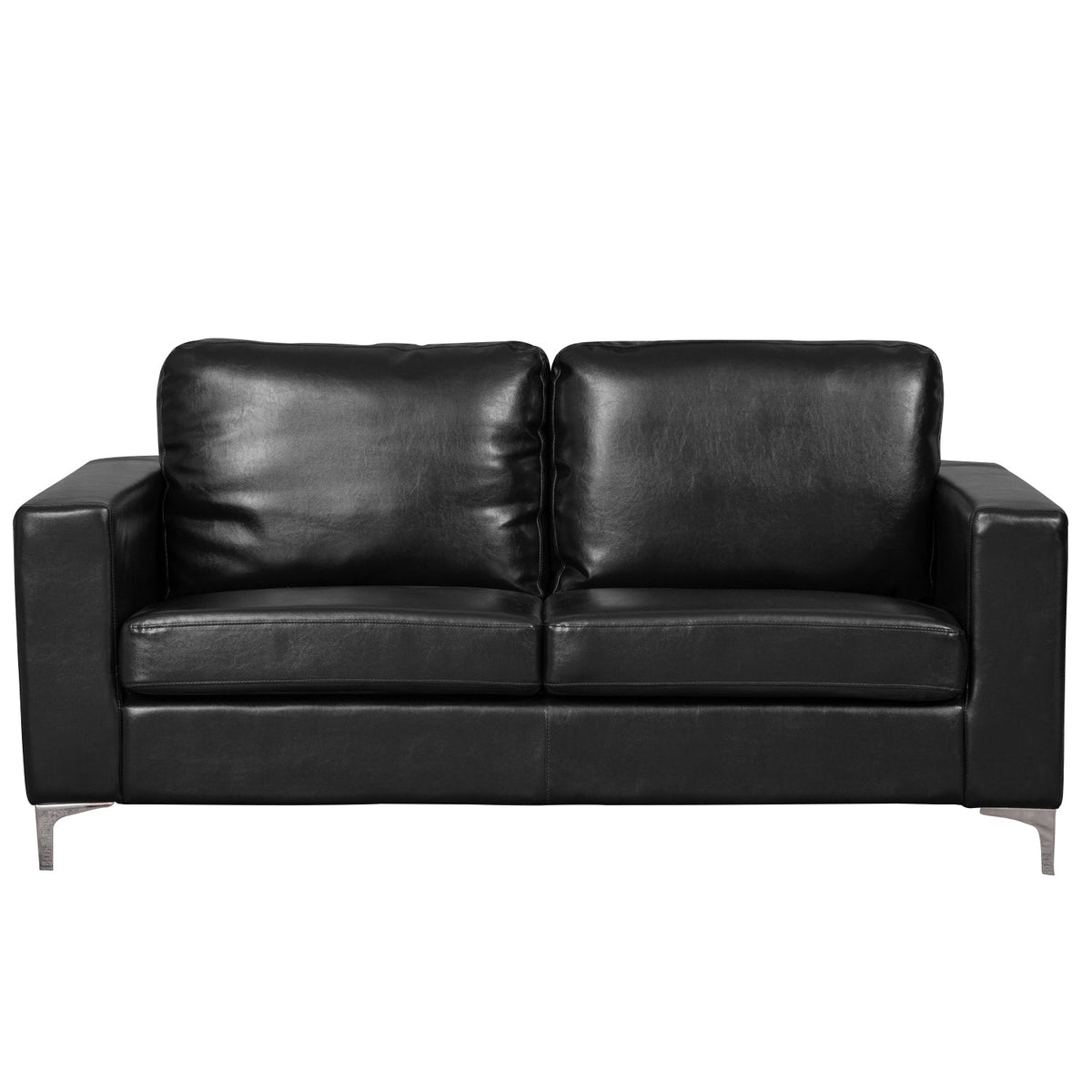 Faux Leather 3 Seater Sofa 176cm Wide With Metal Legs - Kensington Home