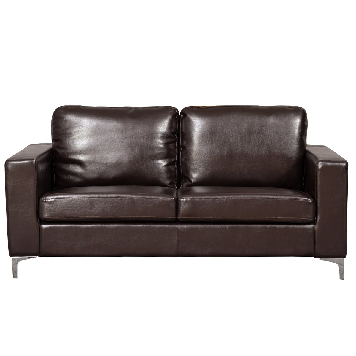 Faux Leather 3 Seater Sofa 176cm Wide With Metal Legs - Kensington Home