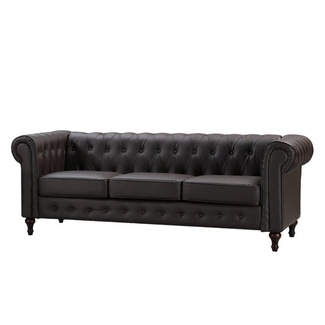 Faux Leather 3 Seater Sofa 207cm Wide - Kensington Home