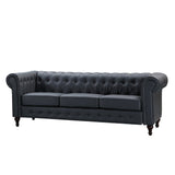 Faux Leather 3 Seater Sofa 207cm Wide - Kensington Home