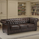 Faux Leather 3 Seater Sofa - Chesterfield