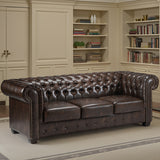 Faux Leather 3 Seater Sofa - Chesterfield