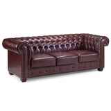 Faux Leather 3 Seater Sofa - Chesterfield