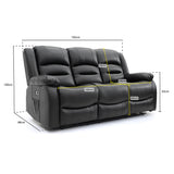 Faux Leather 3 Seater Sofa Electric Recliner - Alva
