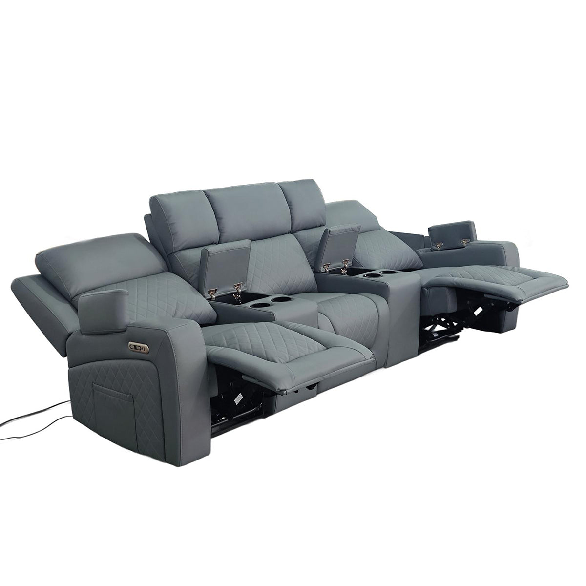 Faux Leather 3 Seater Sofa Electric Recliner - Florence Cinema