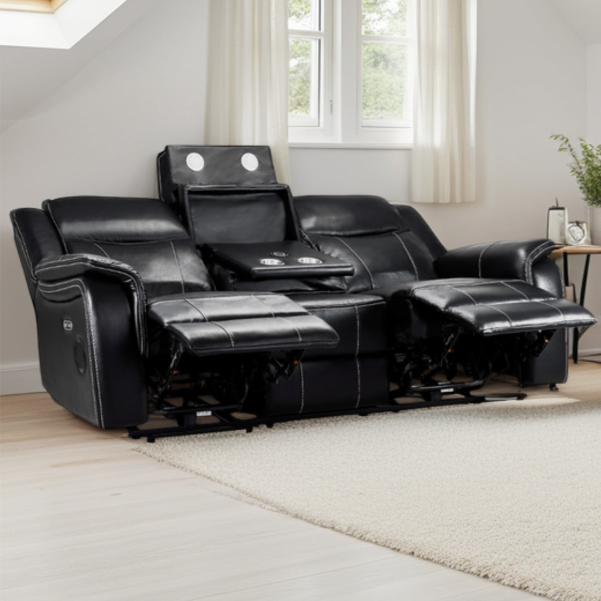 Faux Leather 3 Seater Sofa Electric Recliner - Galaxy Tech