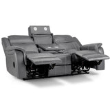 Faux Leather 3 Seater Sofa Electric Recliner - Galaxy Tech