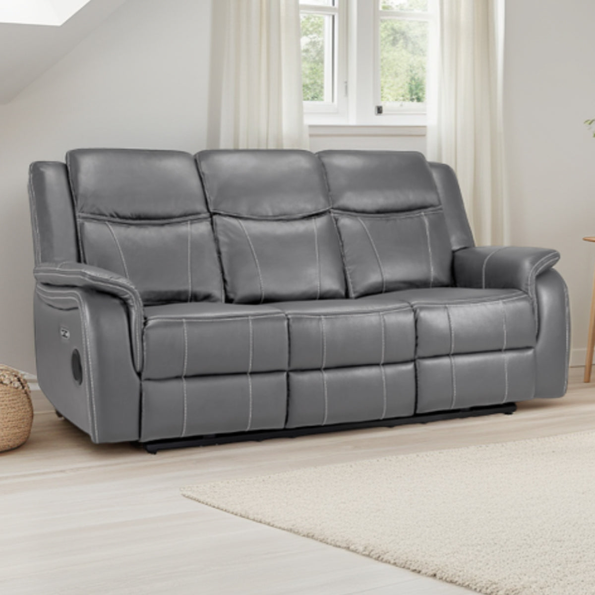 Faux Leather 3 Seater Sofa Electric Recliner - Galaxy Tech