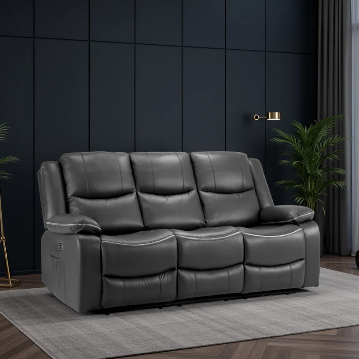 Faux Leather 3 Seater Sofa Electric Recliner - Harald