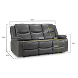 Faux Leather 3 Seater Sofa Electric Recliner - Harald