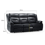 Faux Leather 3 Seater Sofa Recliner - Novie