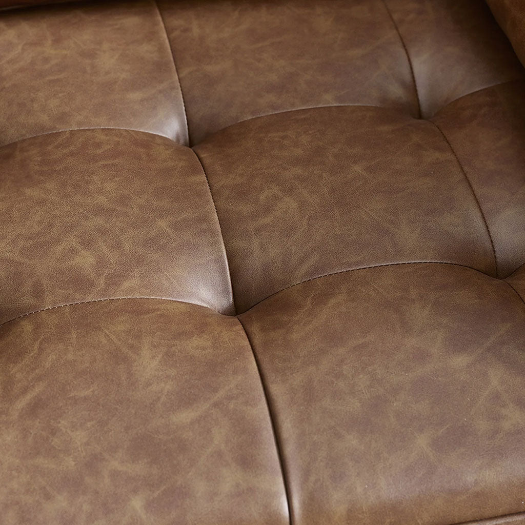 Faux Leather 3 Seater Sofa With Bolster Cushions - Henley