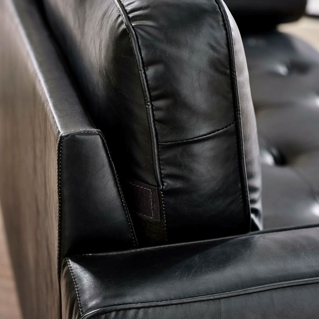 Faux Leather 3 Seater Sofa With Bolster Cushions - Henley