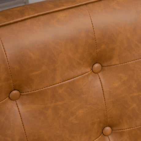 Faux Leather Accent Chair 65cm Wide With Wooden Frame - Velmora
