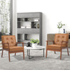 Faux Leather Accent Chair 65cm Wide With Wooden Frame - Velmora