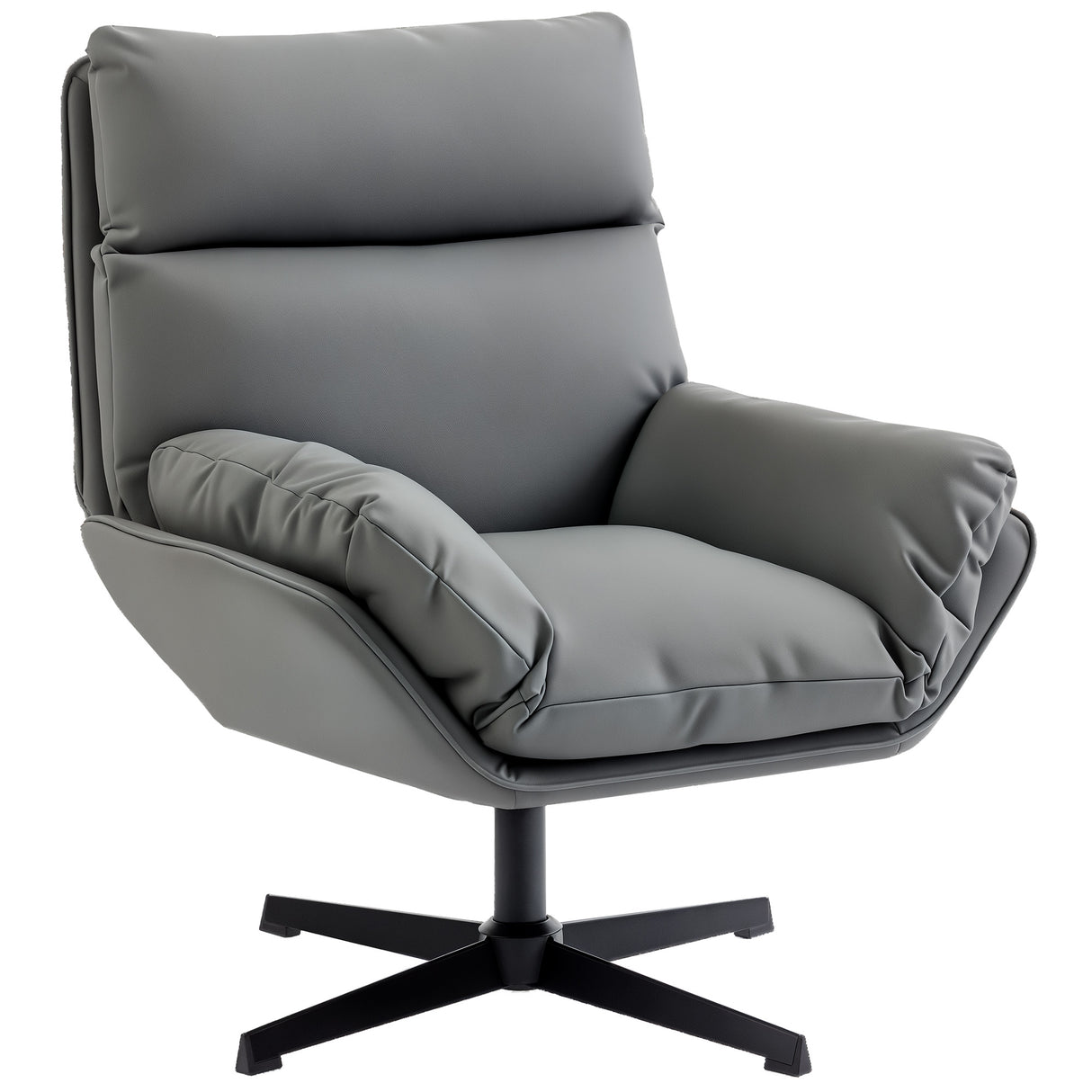 Faux Leather Accent Chair 75cm Wide With Padded Cushion - Velmora
