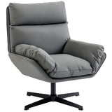 Faux Leather Accent Chair 75cm Wide With Padded Cushion - Velmora